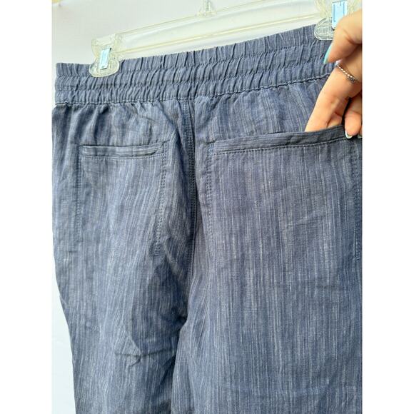 Athleta Retreat Blue Wide Leg 100% Linen Active Ankle Pant Sz Small - Picture 8 of 9